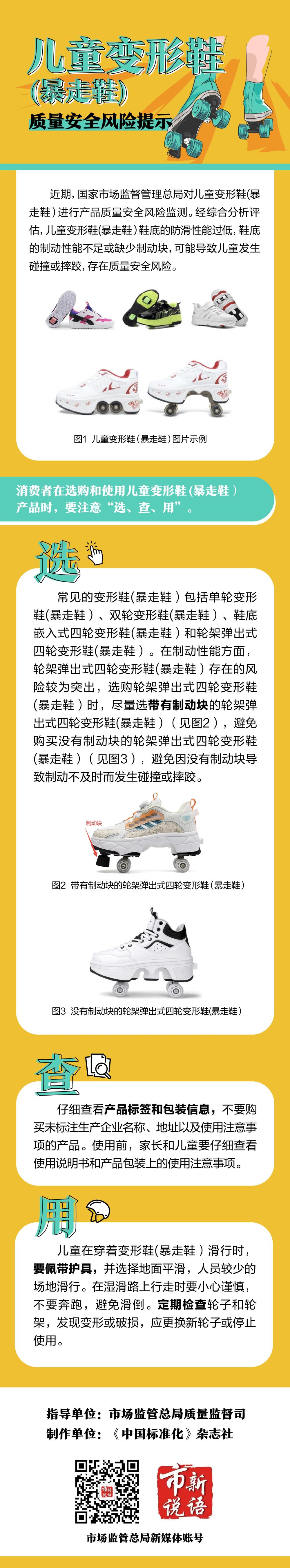 九游娱乐：市场监管总局发布儿童变形鞋等三种产品质量安全风险提示(图1)